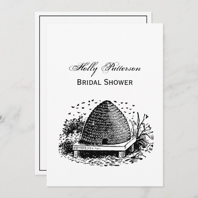 Invitación Colmena y Abejas #1 Heráldico Vintage (Anverso / Reverso)