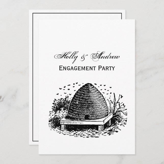 Invitación Colmena y Abejas #1 Heráldico Vintage (Anverso / Reverso)