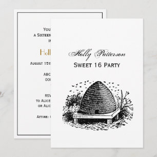 Invitación Colmena y Abejas #1 Heraldico Vintage