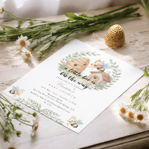 Invitación Colmenas Florales y Ducha de Bebé Abejita