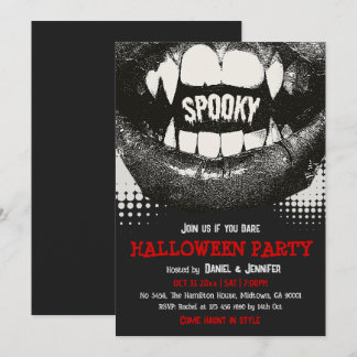 Invitación Colmillos de vampiro Fiesta espeluznante de Hallow