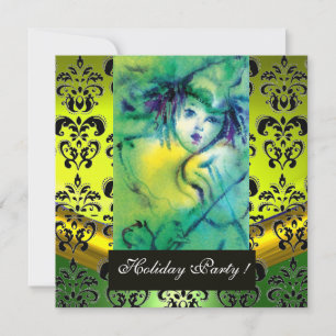 INVITACIÓN COLOCA EN GEMA VERDE, AMARILLA, NEGRA DE MONOGRAMA