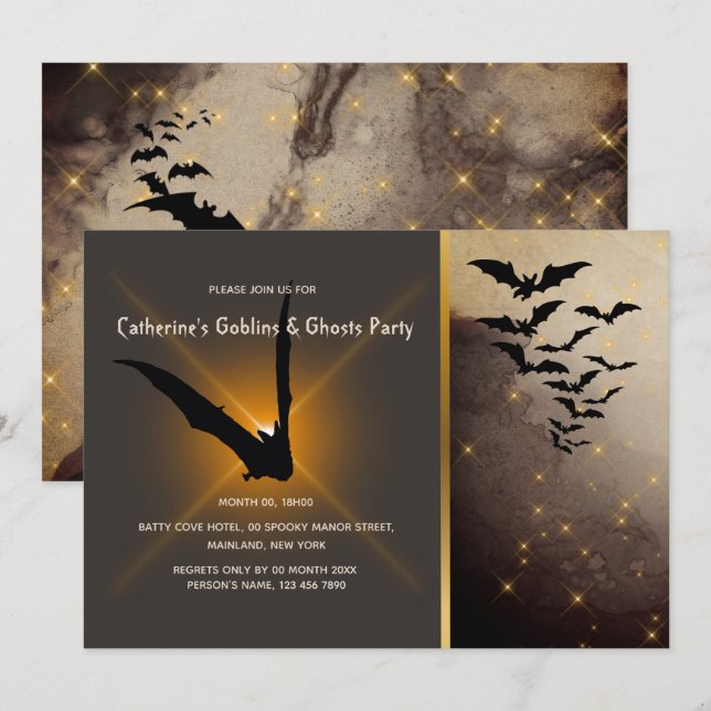 Invitación Colonia de brujas noche cielo noche halloween adul (Anverso / Reverso)