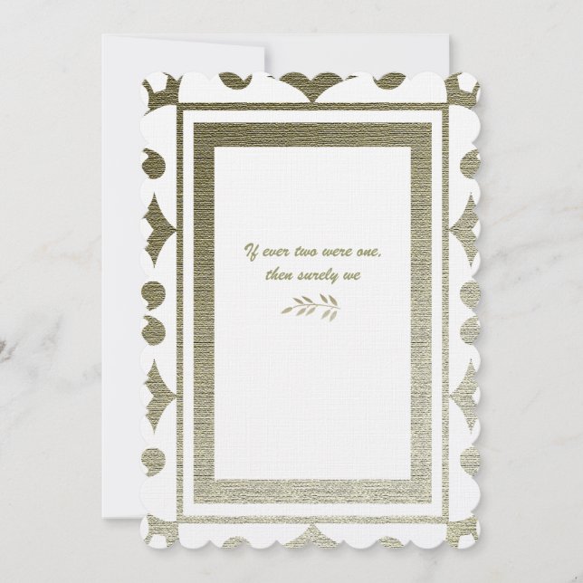 Invitación colonial de oro de la boda de la poesía (Anverso)