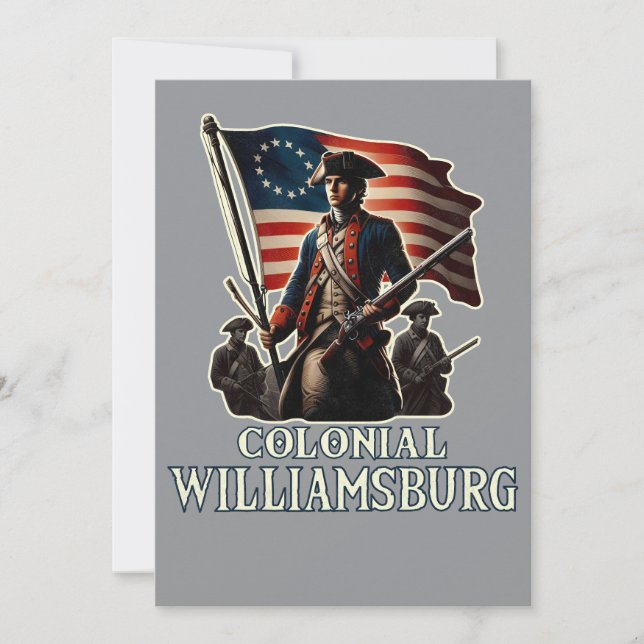 Invitación Colonial Williamsburg Colonial Soldier Vintage (Anverso)