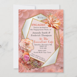 Invitación Color Apricot Crush 2024 con suculentos