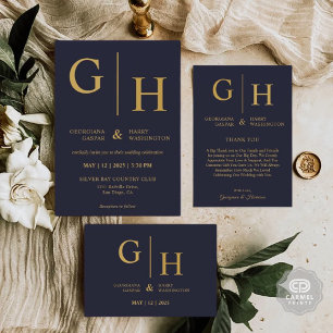 Invitación Color Azul De La Marina Oscura Y Boda Llanto De Or