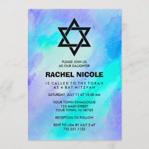 Invitación Color azul y turquesa Mira Mitzvah