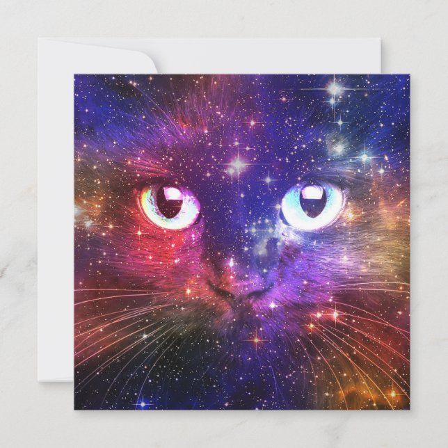 Invitación Color Burst Galaxy Cat  (Anverso)