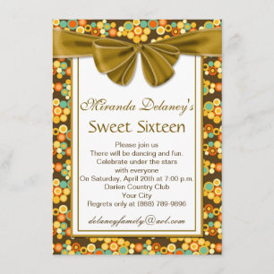 Invitación Color circular, cinta Sweet 16 Invite