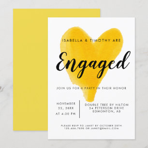 Invitación Color de agua amarillo del corazón del Partido Com