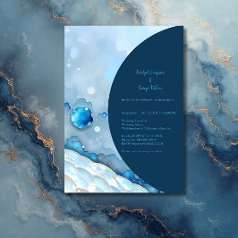 Invitación Color de agua azul de lujo Abstracto Pearlescent