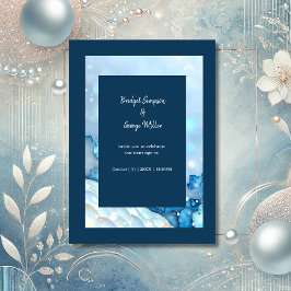 Invitación Color de agua azul de lujo Abstracto Pearlescent