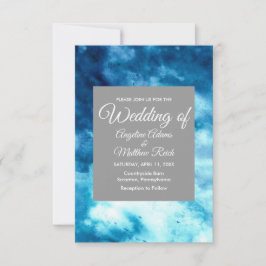 Invitación Color de agua azul floral moderno