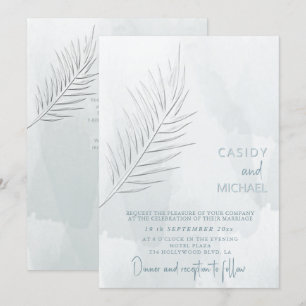 Invitación Color de agua azul turbio, simple, grabado en reli