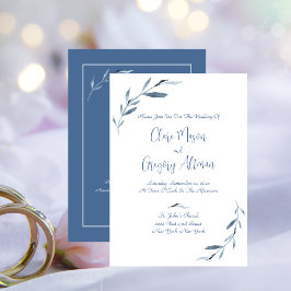 Invitación Color de agua azul y blanco deja Boda con RSVP
