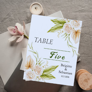 Invitación color de agua Beige Delicate Número de tabla