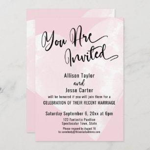 Invitación Color De Agua Blanco Pastel Rosa Está Invitado