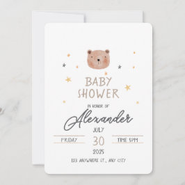 Invitación Color de agua blanco y marrón lindo Baby Shower