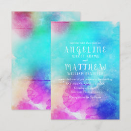 Invitación Color de agua brillante Floral moderno