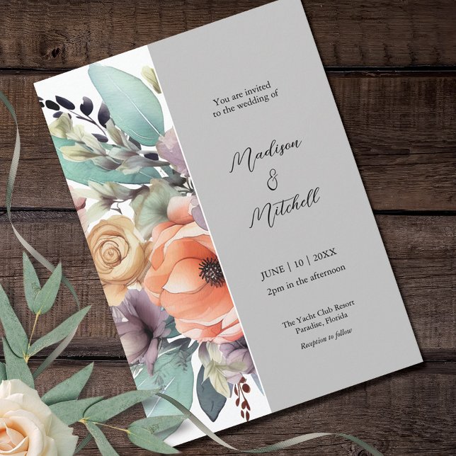 Invitación Color de agua de Bouquet floral bohemio (Subido por el creador)