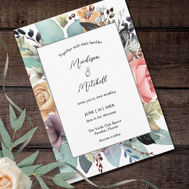 Invitación Color de agua de Bouquet floral bohemio