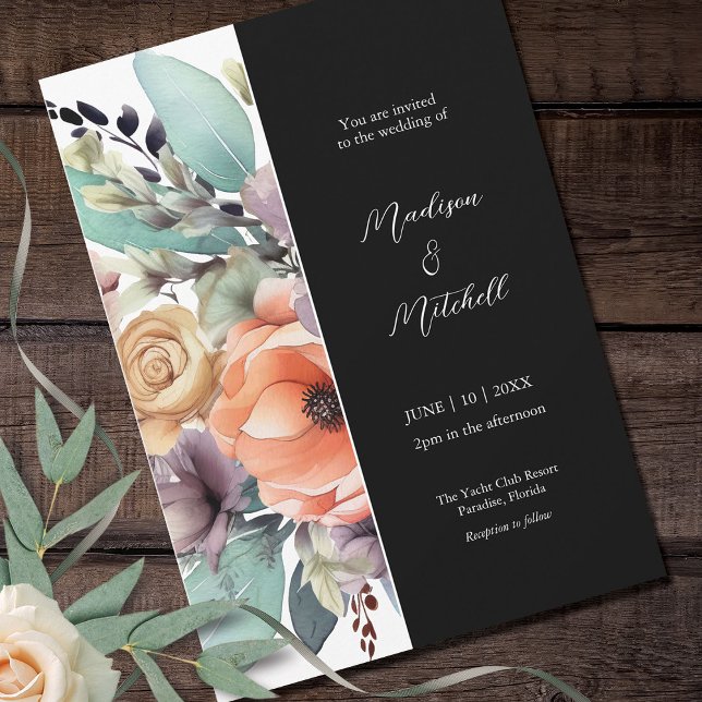 Invitación Color de agua de Bouquet floral bohemio (Subido por el creador)