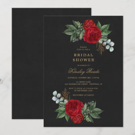 Invitación Color de agua de los pueblos rojos Dorado negro du