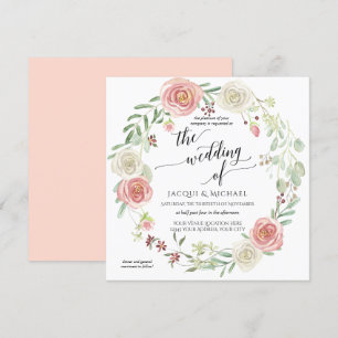 Invitación Color de agua del Boda de floración de marfil de R