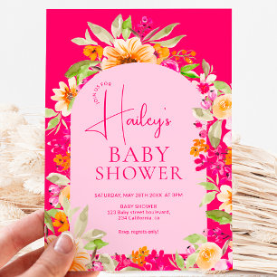 Invitación Color de agua floral del país brillante Ducha de b