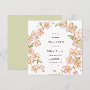 Invitación color de agua floral verde elegante ducha de novia