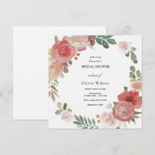 Invitación color de agua floral verde elegante ducha de novia