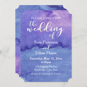 Invitación Color de agua morado "El Boda de" tipografía