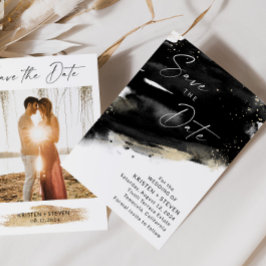 Invitación Color de agua negro Guardar la fecha