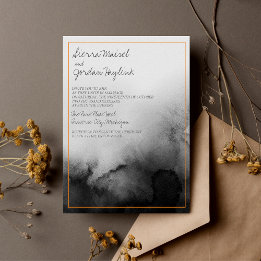 Invitación Color de agua oscuro Boda Naranja de Halloween neg