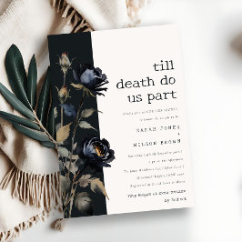 Invitación Color de agua oscuro gótico Rosa negro Ducha de pa