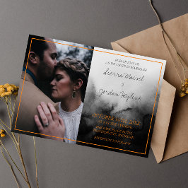 Invitación Color de agua oscuro Naranja negro Boda de Hallowe