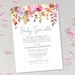 Invitación Color de agua rosa Espolvorín de bebé floral