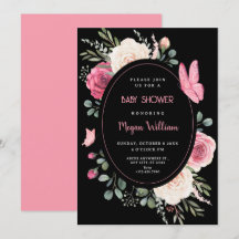 Color de agua rosa negro Rosas florales ducha de b