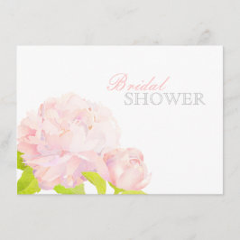 Invitación Color de agua rosa Peony Floral Brillante Ducha