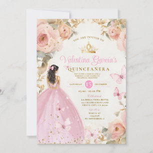 Invitación Color de agua rosa Quinceañera 15 Anos Corona de O