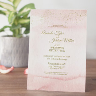 Invitación Color de agua rosa Tipo de oro Recepción de boda