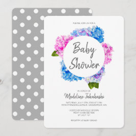 Invitación Color de agua rosa y azul Floral Wreath Baby Showe