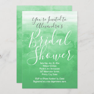 Invitación Color de agua verde Ombre Moderna Ducha Bridal