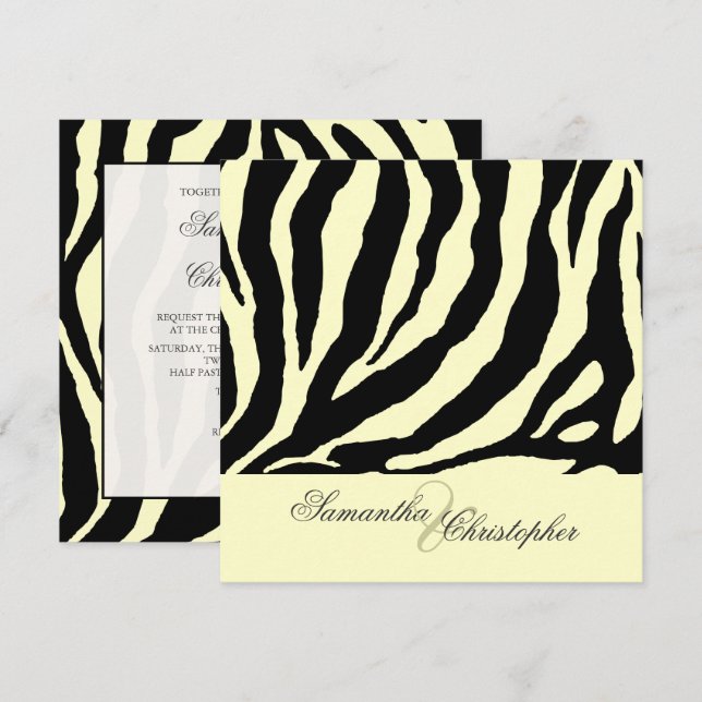 INVITACIÓN COLOR DE FONDO DE ZEBRA/DIY (Anverso / Reverso)