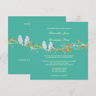 Invitación COLOR DE FONDO del AMOR BIRDS/DIY de PixDezines