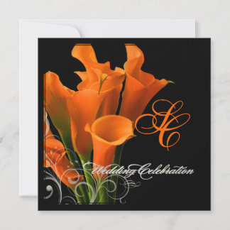 Invitación Color de fondo PixDezines naranja calla lily/DIY
