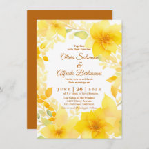 Color de la acuarela floral amarillo boho boda mod