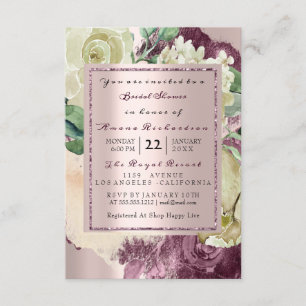 Invitación Color de la novia Marsala Rosa floral blanco Oro