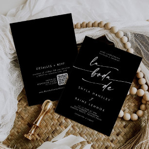 Invitación COLOR DE Moda Boho Código QR EDITABLE Boda español